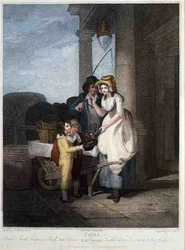 "Round and Sound, Five Pence a Pound, Duke Cherries", skylt 8 av "The Cries of London", graverad av Anthony Cardon (1772-1813), pub av Colnaghi & Co.