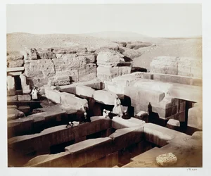 Ett utgrävt tempel vid foten av sfinxen, Giza, Egypten, 4 mars 1862