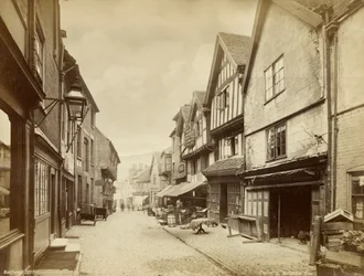 Butcher Row, medeltida gata i Coventry, Warwickshire, c1880