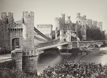 Conwy Castle och hängbron från ön (687)