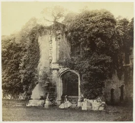 Ruïne van Raglan Castle i Monmouthshire Raglan slott. Grand Staircase (titel på objekt)