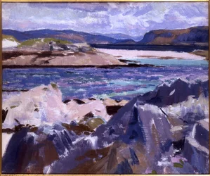 Eilean Annraidh från norra änden, Iona, tittar mot Mull (olja på duk)