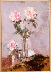 Rosa rosor i en glasvas