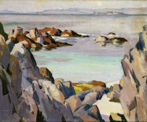 Staffa och Rhum från Iona (olja på duk)