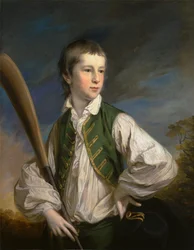 Charles Collyer som pojke, med en cricketfladdermus