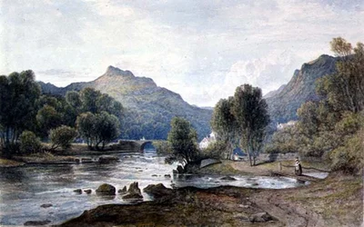 PD.9-1997 A View in Wales, ca 1826 (akvarell på papper)