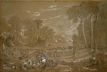 Studie för guldåldern (penna och krita på papper)