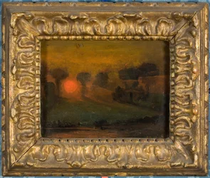 Sunset through Trees, ca 1855 (olja på kort)