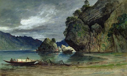 The Approach of a Storm on Liensfjord (akvarell på papper)