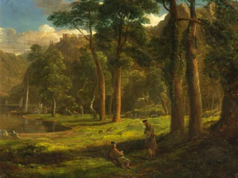 Warriors Reposing in a Mountain Glen, ca 1824 (olja på massakartong)
