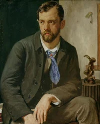 Porträtt av Charles Holden (1875-1960) (olja på duk)