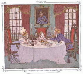 Han framförde älvens budskap, från The Magic Fishbone pub.by Warne  Co, ca 1940 (färglitografi)