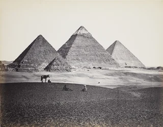 Pyramiderna i El-Gizeh, sedda från sydväst
