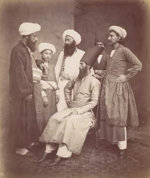 Sex ostindiska män, 1870-talet.
