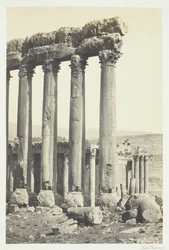 De stora pelarna och det mindre templet, Baalbec, 1857.