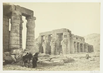 Memnonium, Thebe, från slätten, 1857.