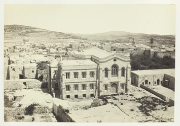 Den nya engelska kyrkan från Hippicus-tornet, Jerusalem, 1857.