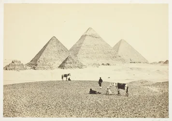 Pyramiderna i El Geezeh, från sydväst, 1857.