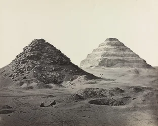 Pyramiderna i Saqqara, från nordost, 1858.