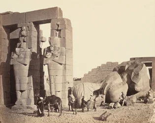 Ramasseum i El-Kurneh, Thebe, första vyn,ca. 1857 (foto)