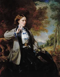 Porträtt av Hon. Mrs Meynell-Ingram (olja på duk)