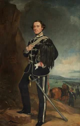 The 2nd Lord de Tabley som överste kommendant för Earl of Chesters Yeomanry Cavalry