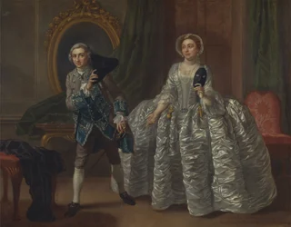 David Garrick och Mrs Pritchard i Benjamin Hoadleys "Den misstänkte maken"