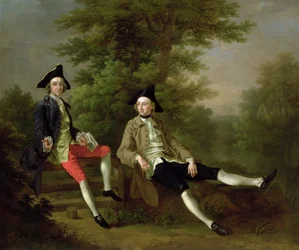 Porträtt av David Garrick (1717-79) (till vänster) och William Windham of Felbrigg (1717-61) (till höger) ca 1745