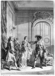 Scen från "Othello" av William Shakespeare (1564-1616) graverad av Hubert Gravelot (1699-1773)