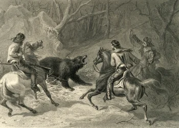 "Native Californians Lassoing a Bear", 1874.