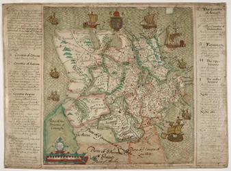 Karta över Ulster (penna och bläck med tvätt på papper)