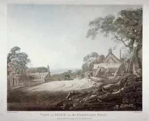 En häst och vagn som försvinner över en kulle på Edgware Road, London, 1799