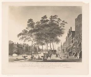 Utsikt över Prinsengracht och Westerkerk i Amsterdam Utsikt över Prince graft-Lanuor Graft- och Wester Church-Amsterdam (titel på objekt)