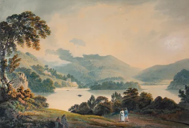 Loch Lomond nära Luss, med Ben Lomond i norr (akvarell)