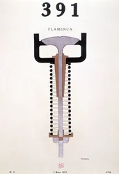 Omslag till "391" av Picabia (1879-1953), nr 3 från 01/03/1917 (litografi)