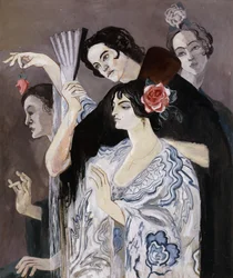 Spanska kvinnor; Femmes Espagnoles, ca 1924-25 (gouache på pannå)