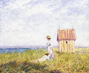 Två kvinnor vid havet