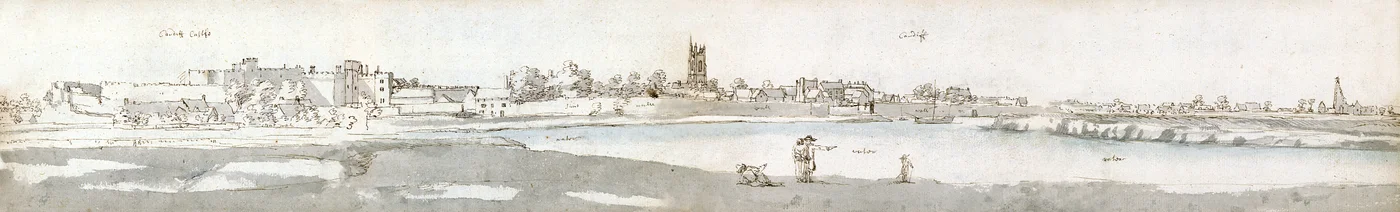 Cardiff 1678 (akvarell och brunt bläck på papper)
