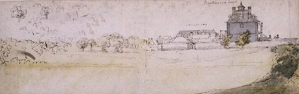 Peterborough House och Westminster Abbey (akvarell)