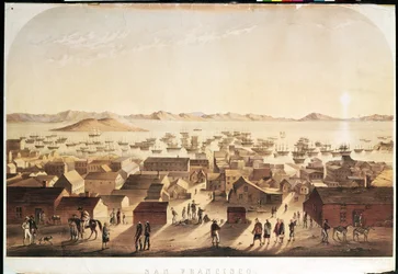 A General View of San Francisco, publicerad av M und N Hanhart, c.1850-52
