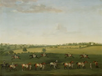 Sir Charles Warre Malets String of Racehorses at Exercise (olja på duk)