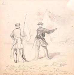 Vapenvilans flagga, ca 1860 (penna på papper)
