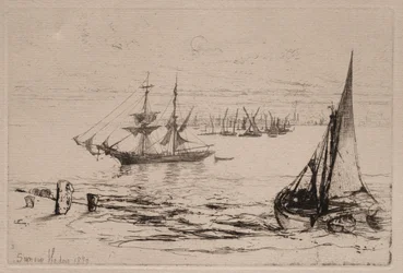 En brig vid ankare, 1879.