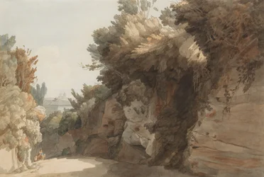 En utsikt nära Arco Scuro, med utsikt mot Villa Medici, Rom, 1785.