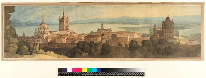 No.1483 View of Lausanne, 1781 (wc, penna och bläck på papper)