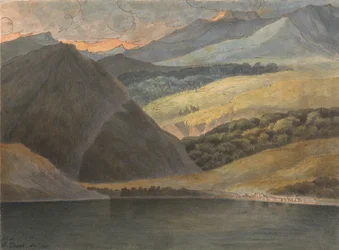 Utsikt över Lago Maggiore på kvällen