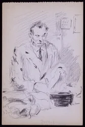 Porträtt av Gilbert? Bayes, c. 1928 (penna på papper)
