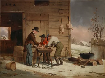 Förbereder för julplockning av kalkoner, 1851.