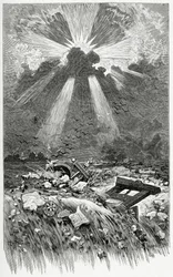 La Débacle - illustration från Napoléon le Petit, 1800-talet (gravyr i svartvitt)