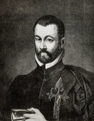 Porträtt av Benito ARIAS MONTANO (1527-1598), spansk humanist och teolog, baserat på en målning av Francisco Pacheco